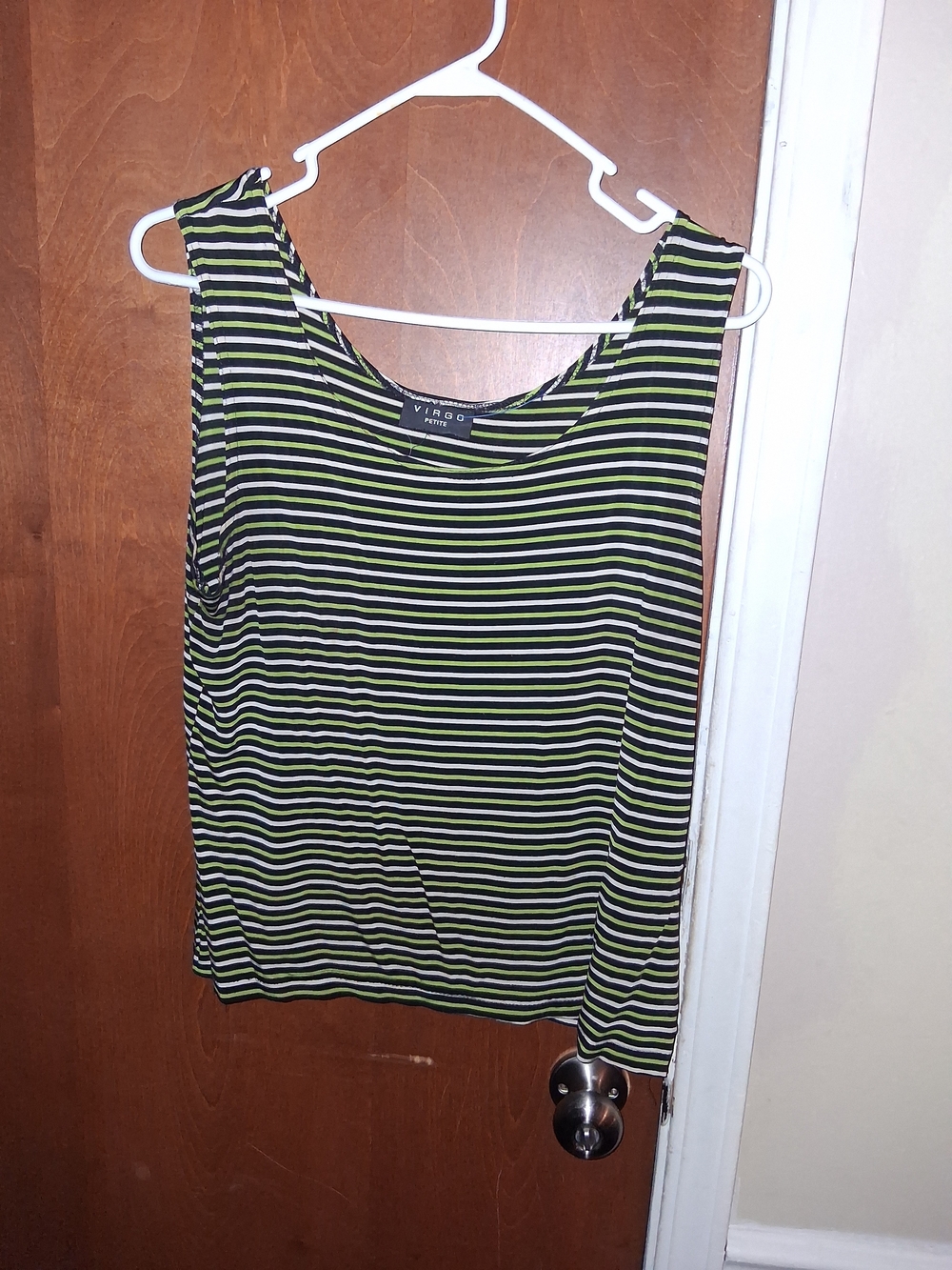Virgo Black and Lime Striped Tank Top